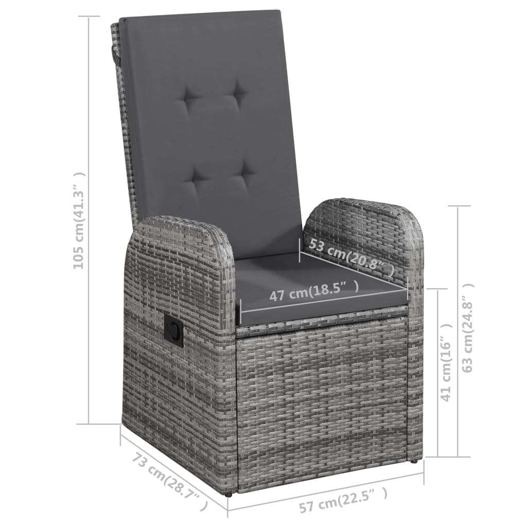Garden Dining Set | Grey | PE Rattan | Standard |  Removable Covers