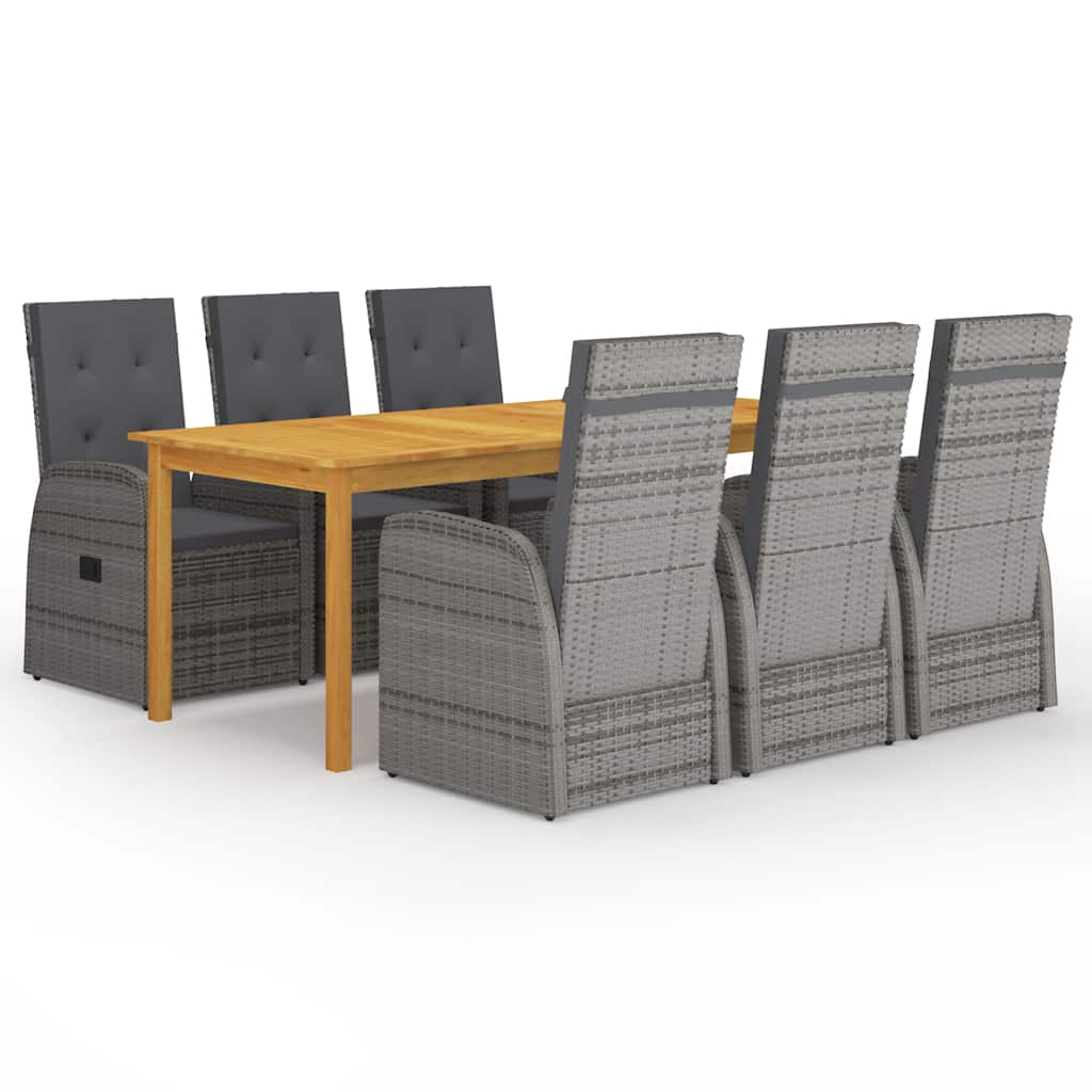 Garden Dining Set | Grey, Dark Grey | PE Rattan | 7 Piece Dining Set