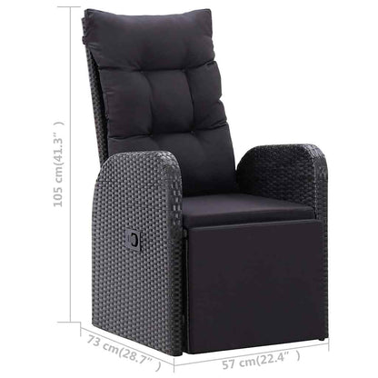 5 Piece Garden Dining Set with Cushions Black Poly Rattan