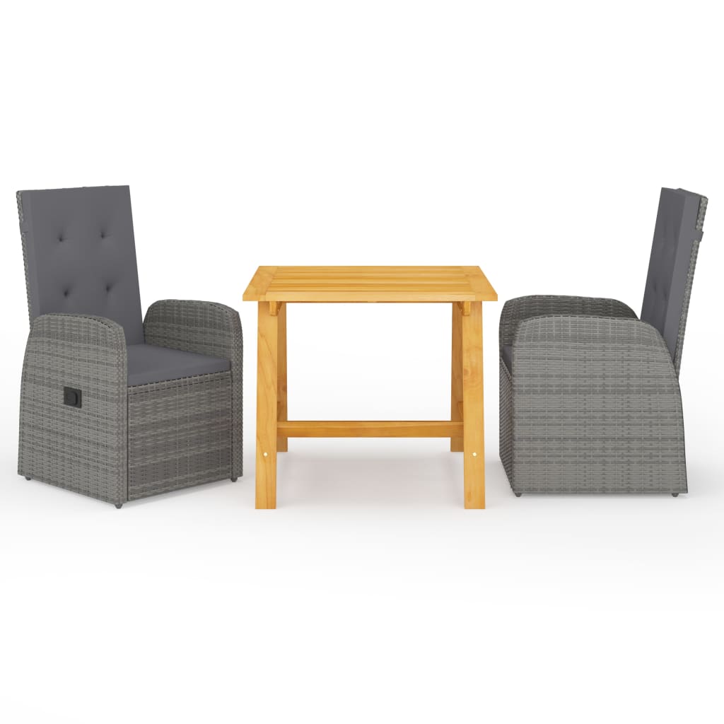 Garden Dining Set | Grey | Poly rattan and solid acacia wood | Medium
