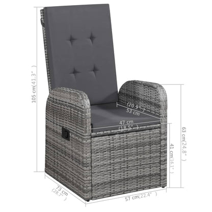 Garden Dining Set | Grey | PE rattan | Medium | Adjustable Armrests