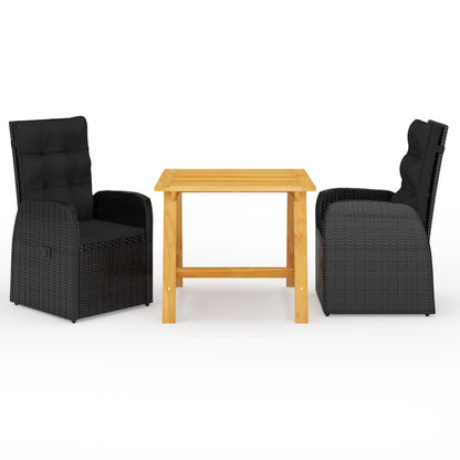 Garden Dining Set | Black | Poly Rattan | Height-Adjustable