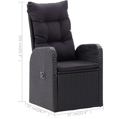 Garden Dining Set | Black | Poly Rattan | Height-Adjustable