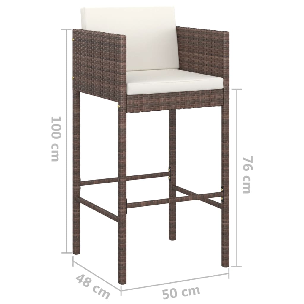 Garden Bar Set | Brown, Cream White | PE rattan, Powder-Coated Steel