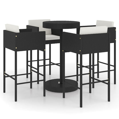 Garden Bar Set | Black, Cream White | PE Rattan, Powder-Coated Steel