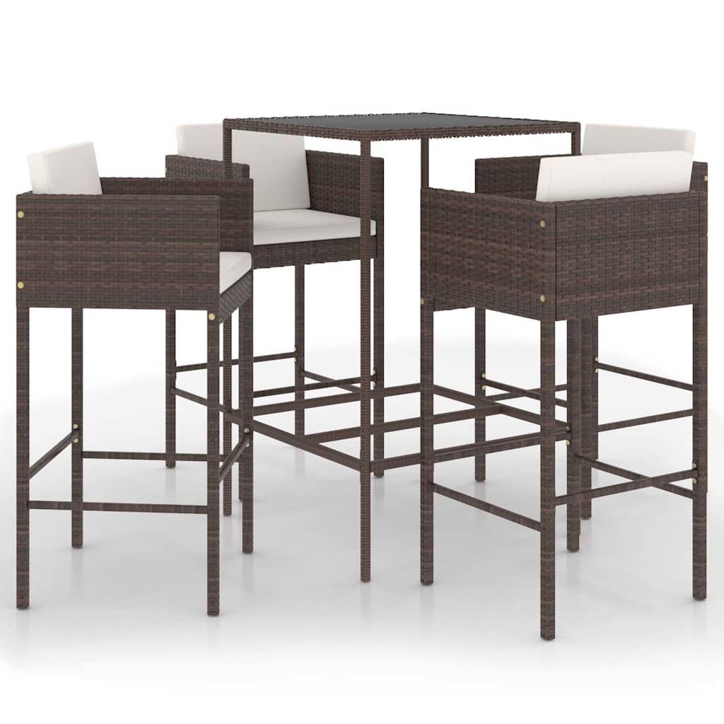 Garden Bar Set | Brown | PE rattan | Medium | Footrest | Garden Bar Set