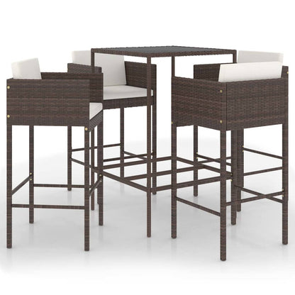 Garden Bar Set | Brown | PE rattan | Medium | Footrest | Garden Bar Set