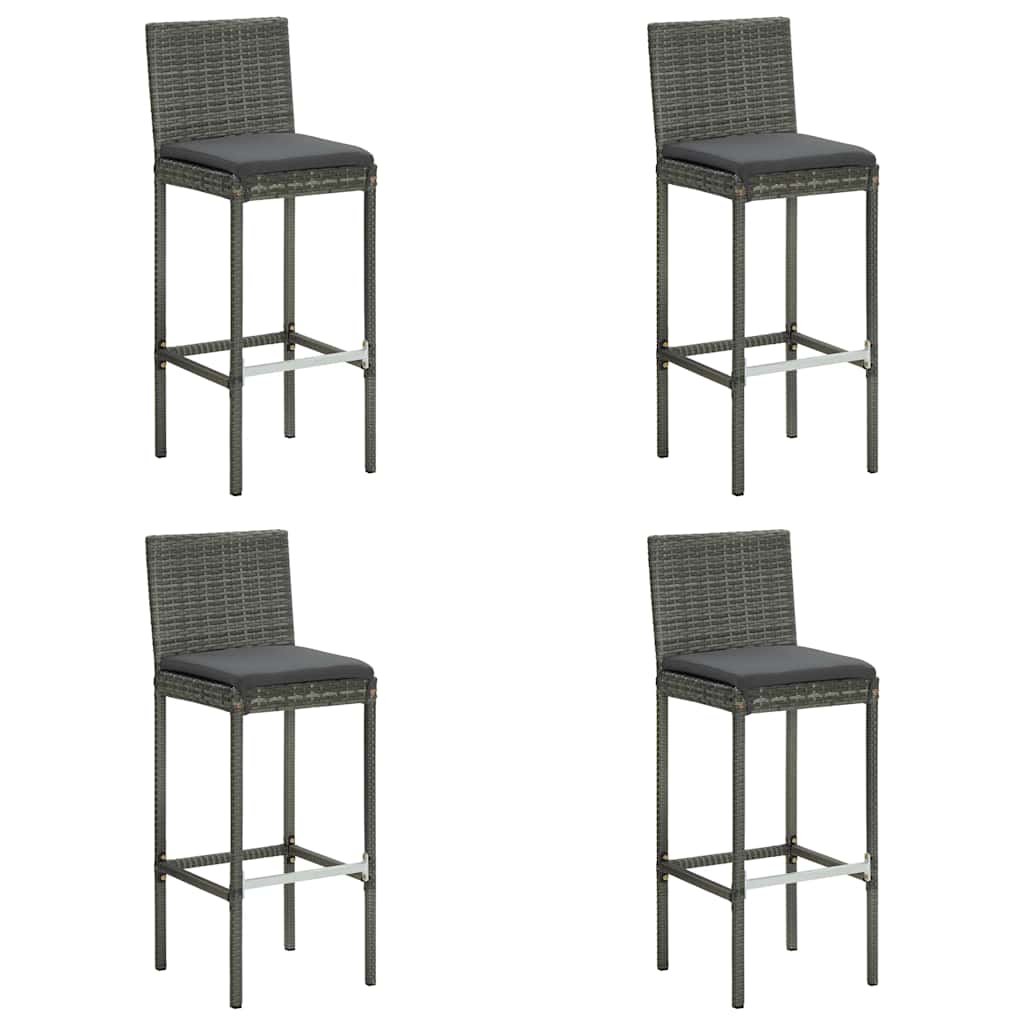 5 Piece Garden Bar Set with Cushions Poly Rattan Grey