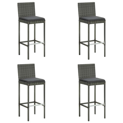 5 Piece Garden Bar Set with Cushions Poly Rattan Grey