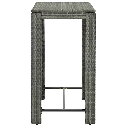 5 Piece Garden Bar Set with Cushions Poly Rattan Grey