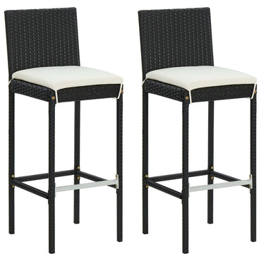 3 Piece Garden Bar Set with Cushions Poly Rattan Black