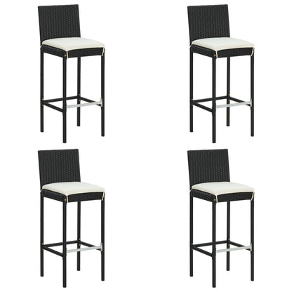 9 Piece Garden Bar Set with Cushions Poly Rattan Black