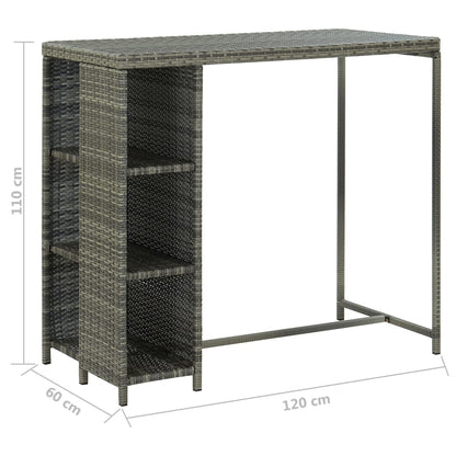 5 Piece Garden Bar Set with Cushions Poly Rattan Grey