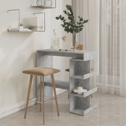 Bar Table with Storage Rack Concrete Grey 100x50x101.5cm Engineered Wood