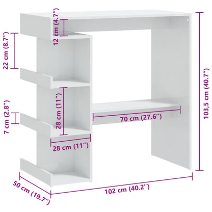 Bar Table with Storage Rack High Gloss White 100x50x101.5 cm