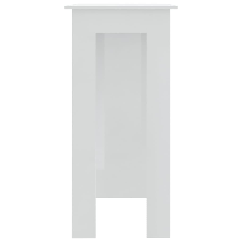 Bar Table with Shelf High Gloss White 102x50x103.5 cm Engineered Wood