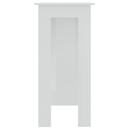 Bar Table with Shelf High Gloss White 102x50x103.5 cm Engineered Wood