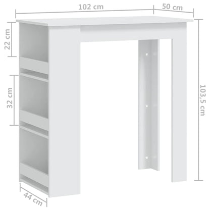 Bar Table with Storage Rack White 102x50x103.5 cm Engineered Wood