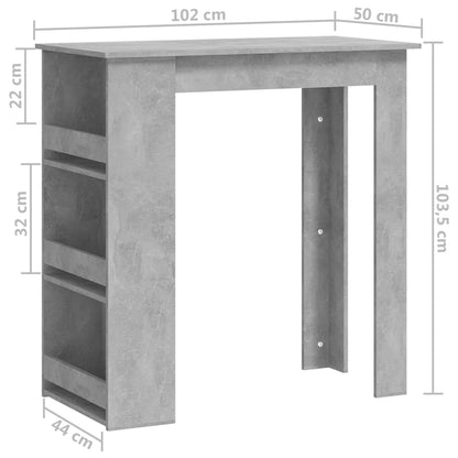 Bar Table with Storage Rack Concrete Grey 102x50x103.5 cm