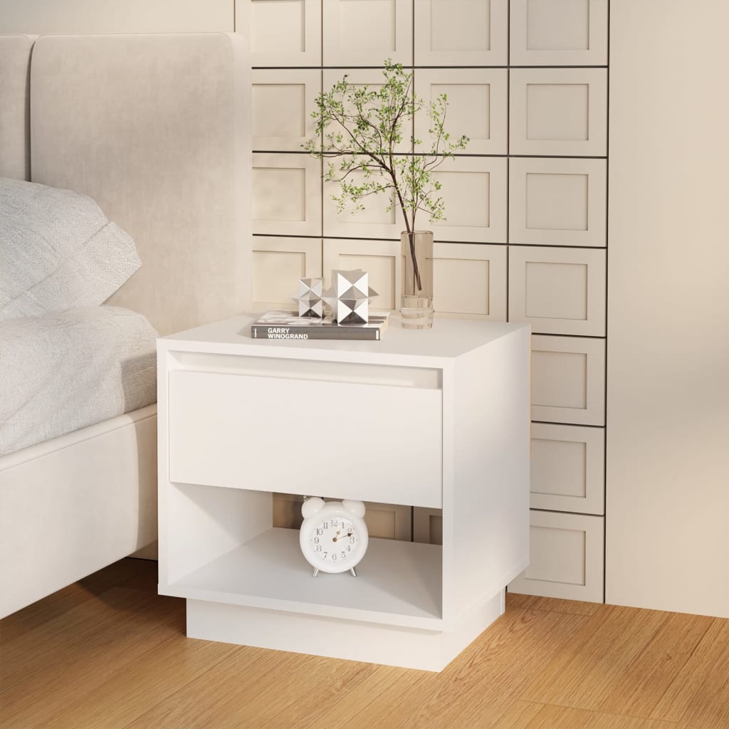 Bedside Cabinet | White | Engineered Wood | 45 cm x 34 cm x 44 cm