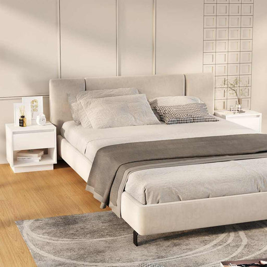 Bedside Cabinet | Set of 2 | White | Engineered Wood | Medium