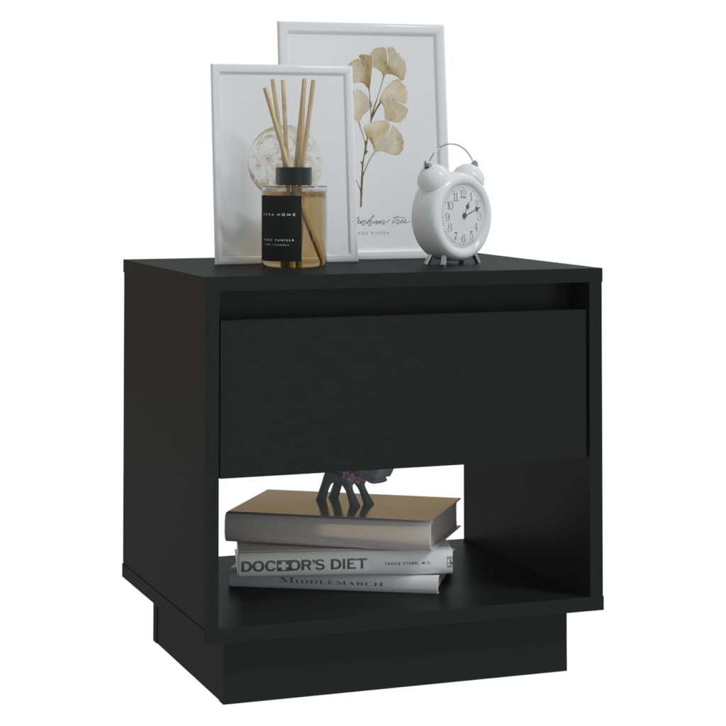Bedside Cabinet | Black | Engineered wood