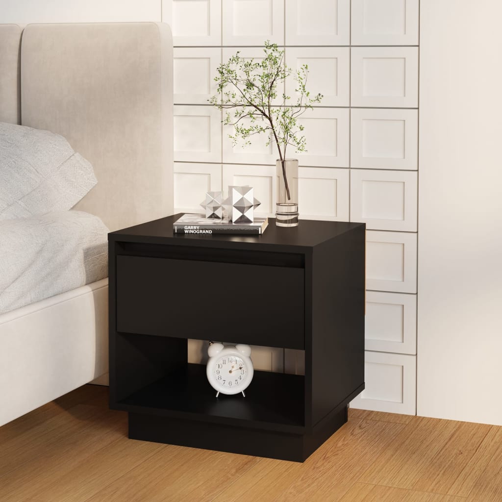 Bedside Cabinet | Black | Engineered wood