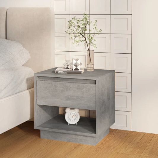 Bedside Cabinet | Concrete Grey | Engineered Wood | 45x34x44 cm