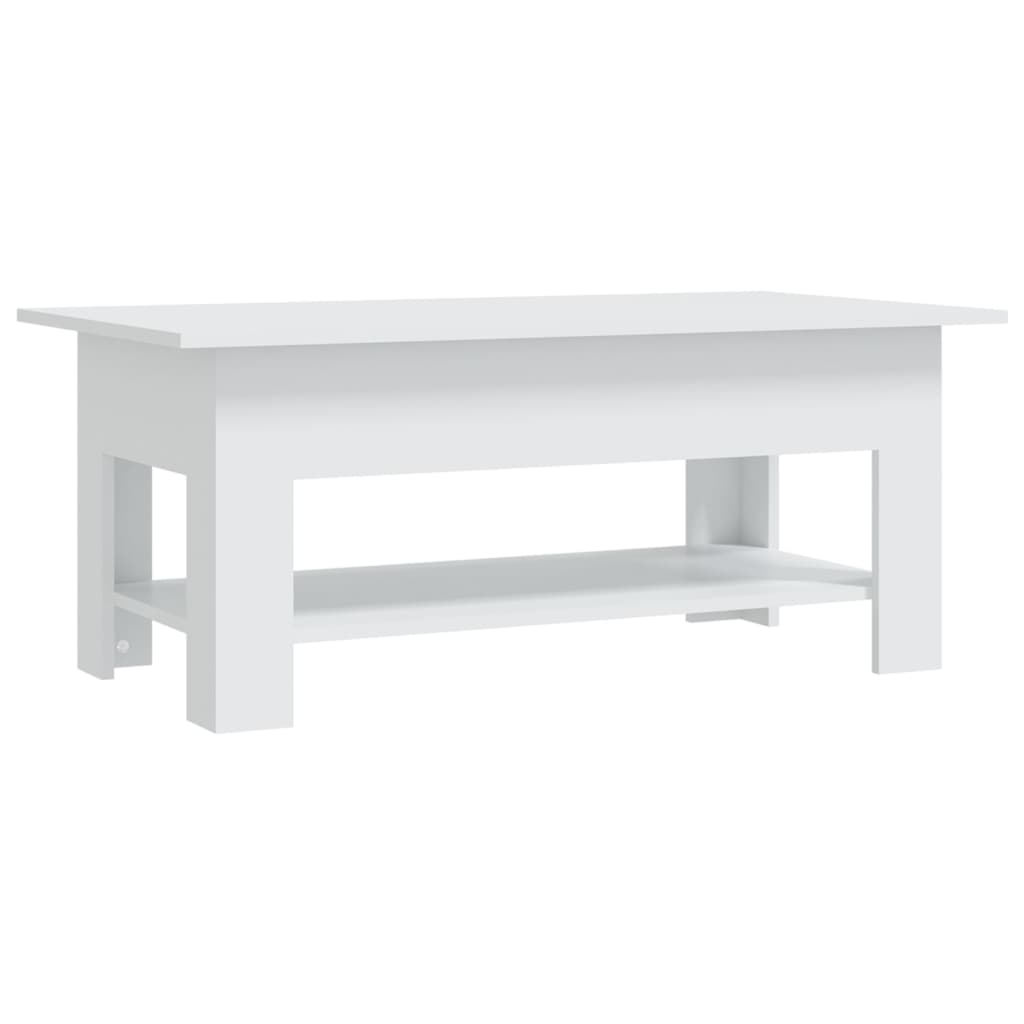 Coffee Table White 40.2"x21.7"x16.5" Engineered Wood