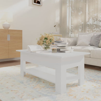 Coffee Table White 40.2"x21.7"x16.5" Engineered Wood