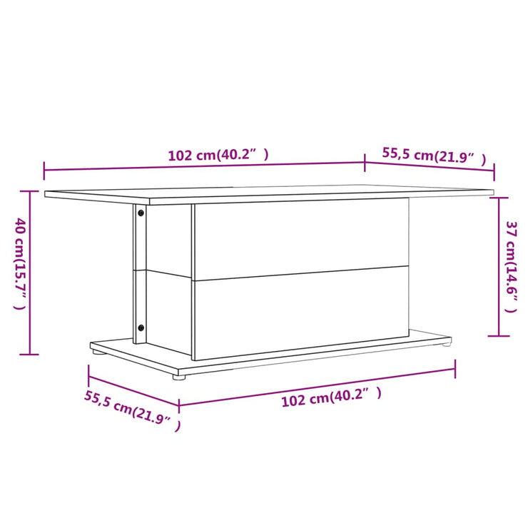 Coffee Table White 102x55.5x40 cm Engineered Wood