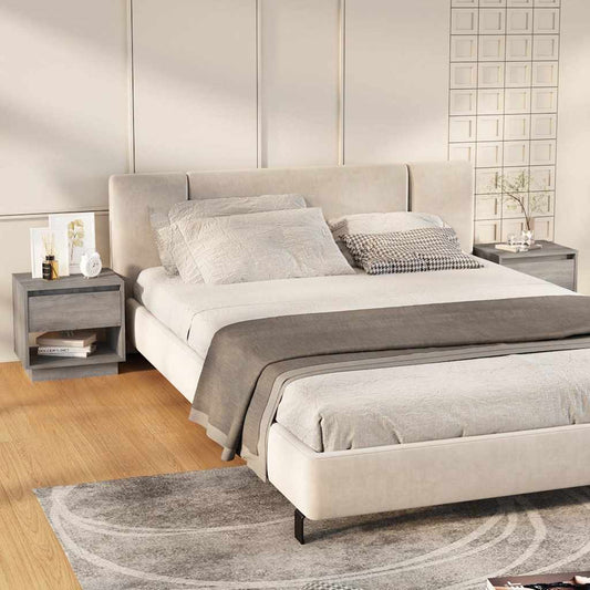 Bedside Cabinet | Set of 2 | Grey sonoma | Engineered wood | Medium