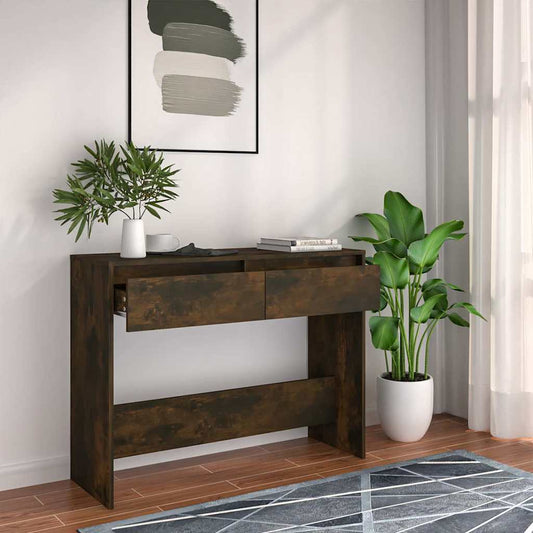 Console Table | Smoked Oak | Engineered Wood | Medium | Storage