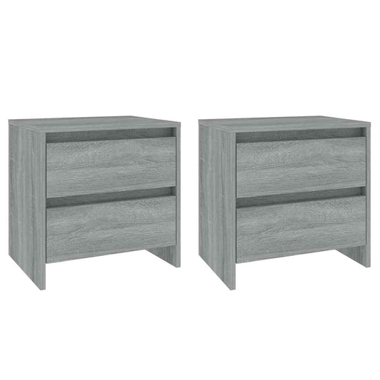 Bedside Cabinet | Set of 2 | Grey sonoma | Engineered wood