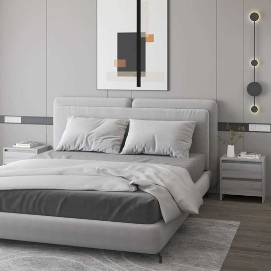 Bedside Cabinet | Set of 2 | Grey sonoma | Engineered wood