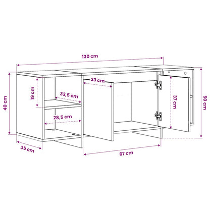 TV Cabinet Smoked Oak 130x35x50 cm Engineered Wood