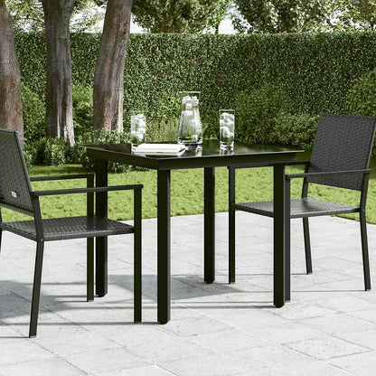Garden Dining Table Black Powder-coated steel, glass Medium Tough