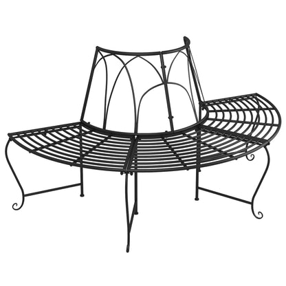 Tree Bench | Black | Steel | Medium | Durable | Half Round Tree Bench
