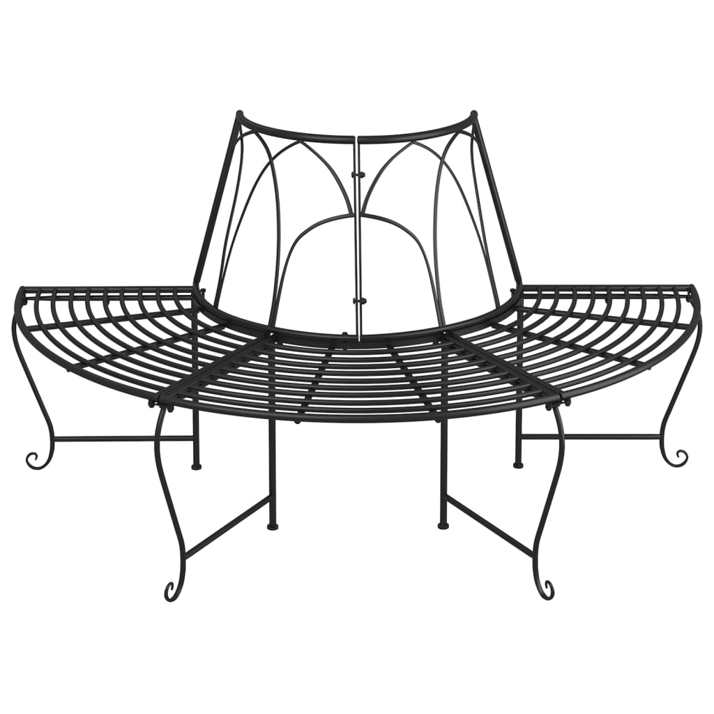 Tree Bench | Black | Steel | Medium | Durable | Half Round Tree Bench