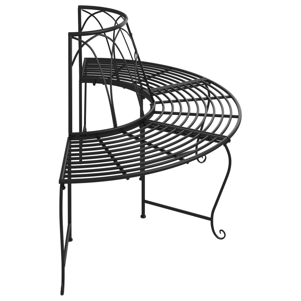 Tree Bench | Black | Steel | Medium | Durable | Half Round Tree Bench