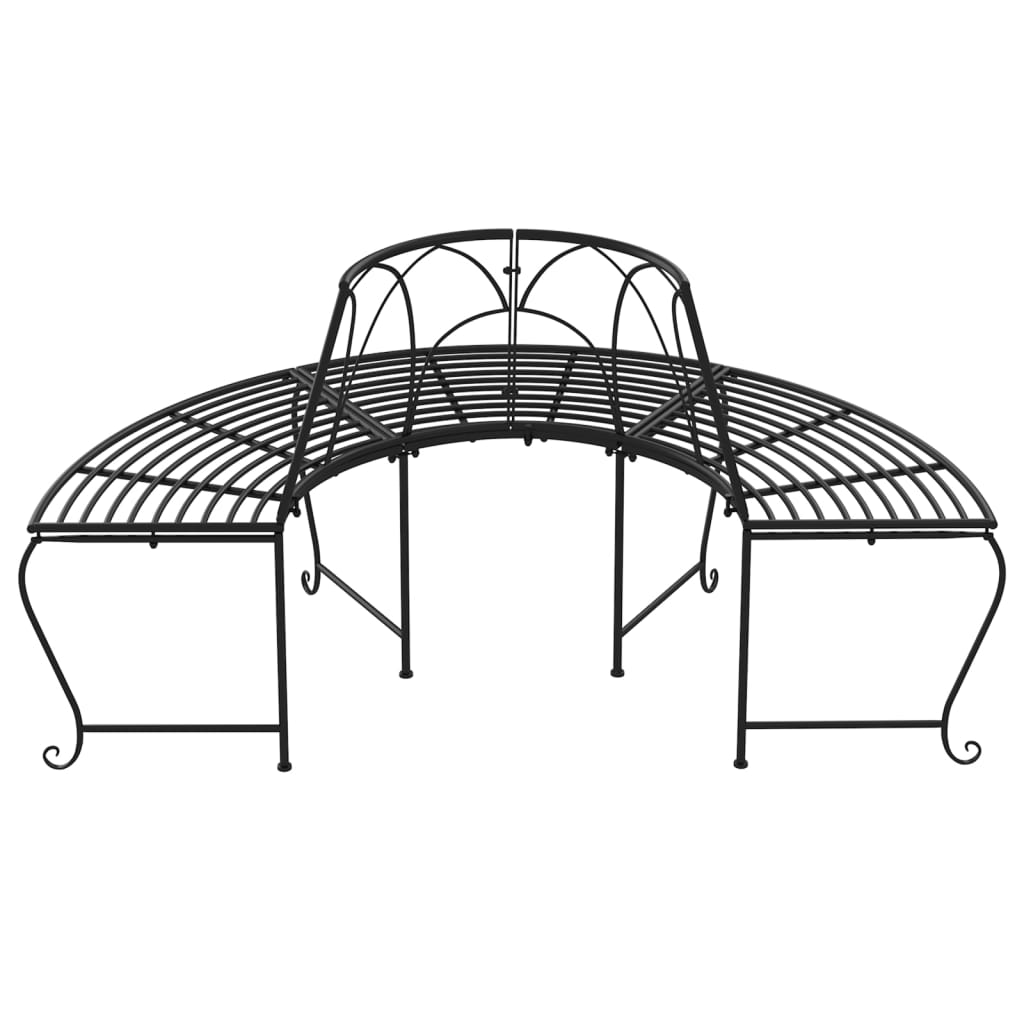Tree Bench | Black | Steel | Medium | Durable | Half Round Tree Bench