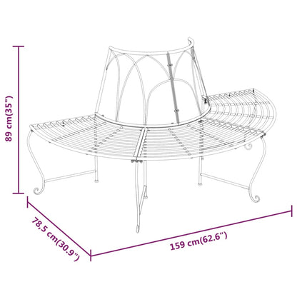 Tree Bench | Black | Steel | Medium | Durable | Half Round Tree Bench