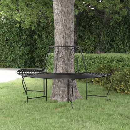 Tree Bench | Black | Steel | Medium | Durable | Half Round Tree Bench