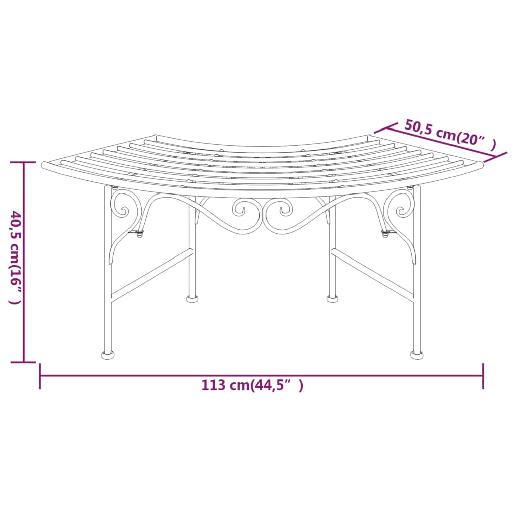 Tree Bench 44.5" Black Steel