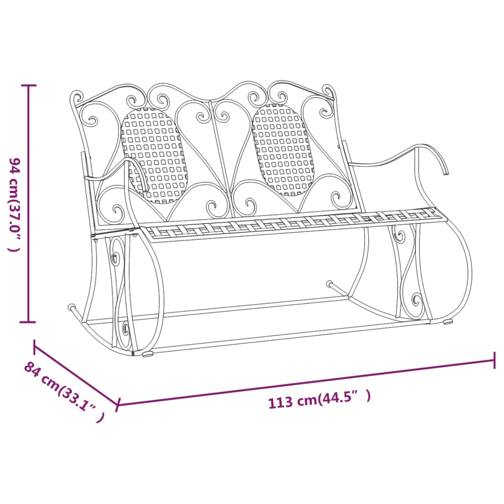 Rocking Bench | Black | Steel | Standard | Rocking Bench | Rectangular