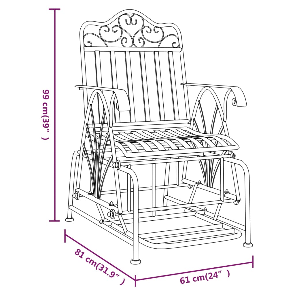 Glider Bench | Black | Steel | 61 x 81 x 99 cm | Glider Bench