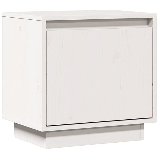 Modern White Bedside Cabinet | Solid Pinewood | Medium | Nightstand