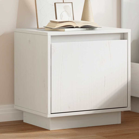 Modern White Bedside Cabinet | Solid Pinewood | Medium | Nightstand