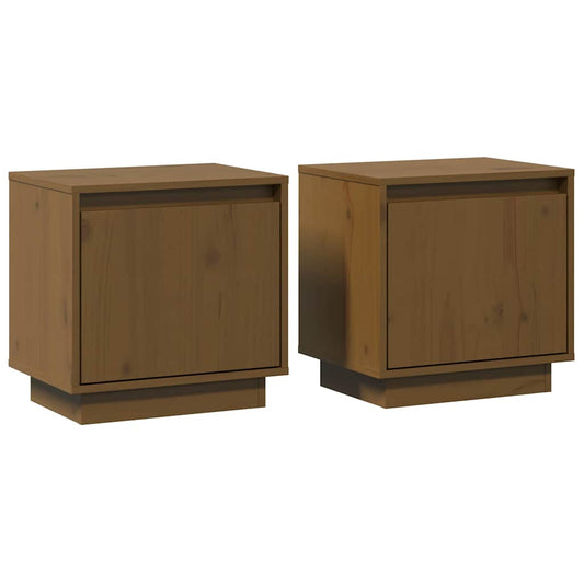 Bedside Cabinet | Set of 2 | Honey brown | Solid pinewood | Small