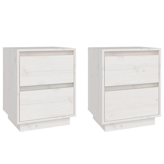 Bedside Cabinet | Set of 2 | White | Solid Pine Wood | 40 x 35 x 50 cm